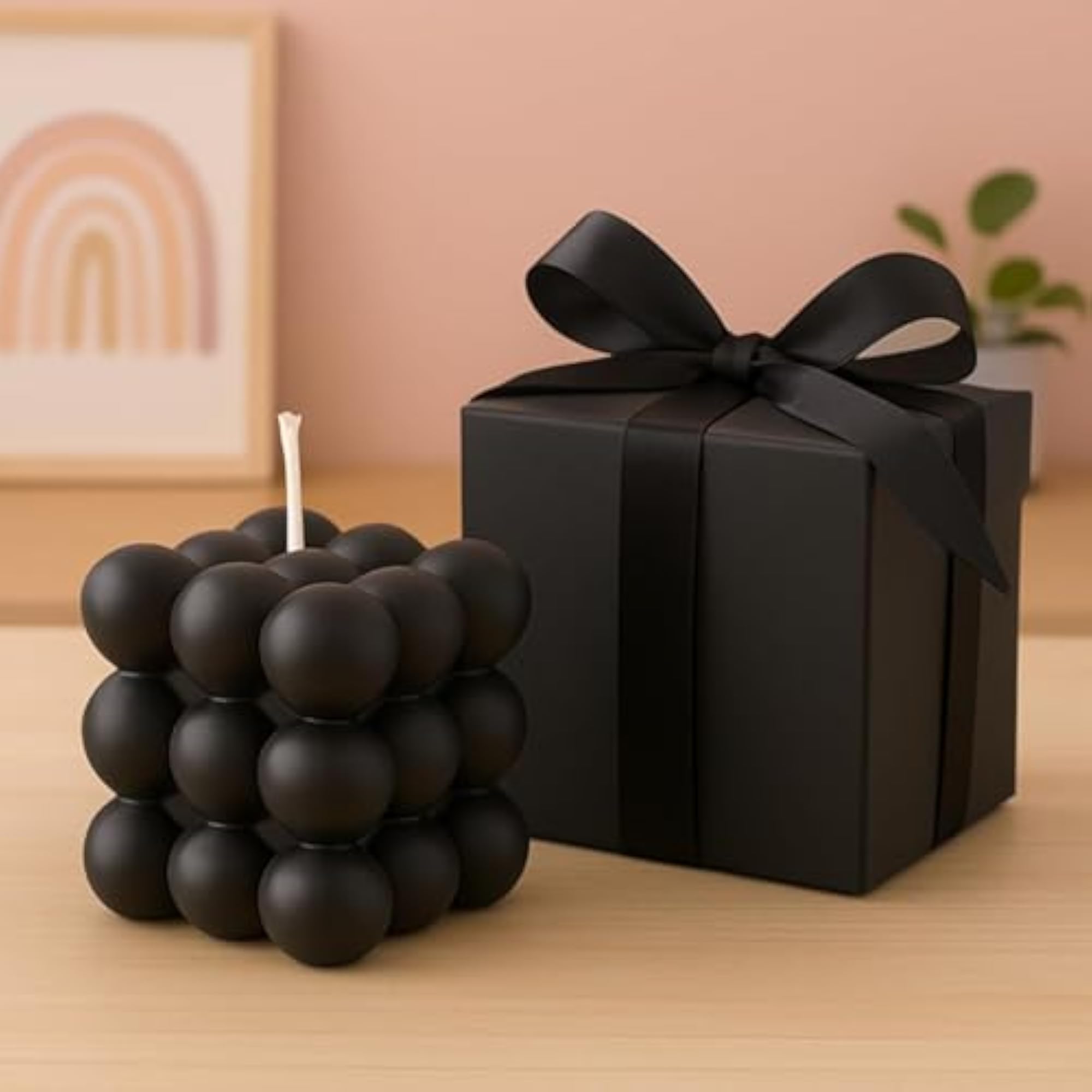 Black Bubble Cube Candle, Decorative Gift
